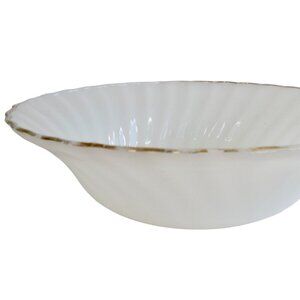 Vintage Anchor Hocking Fire King Golden Shell White Milk Glass Swirl Serving Bow